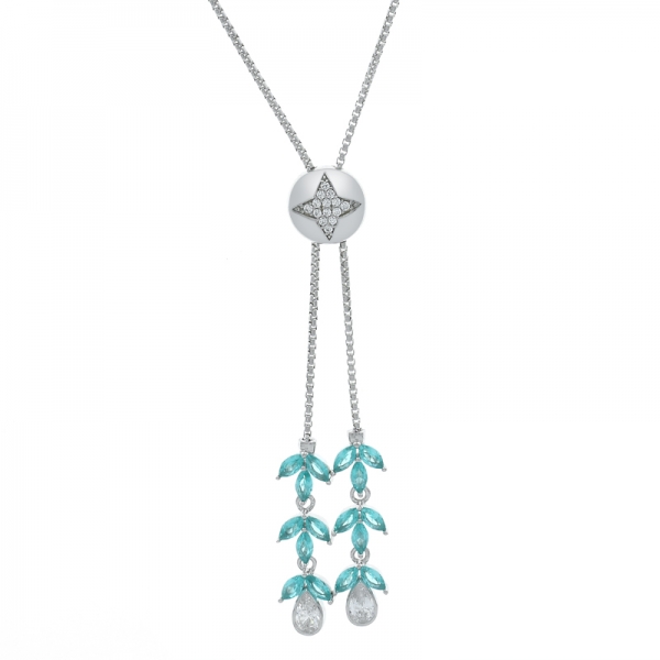 925 Sterling Silver Paraiba Adjustable Necklace 