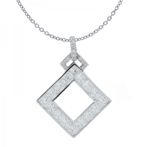 925 Subtle Square Shape Silver Pendant 