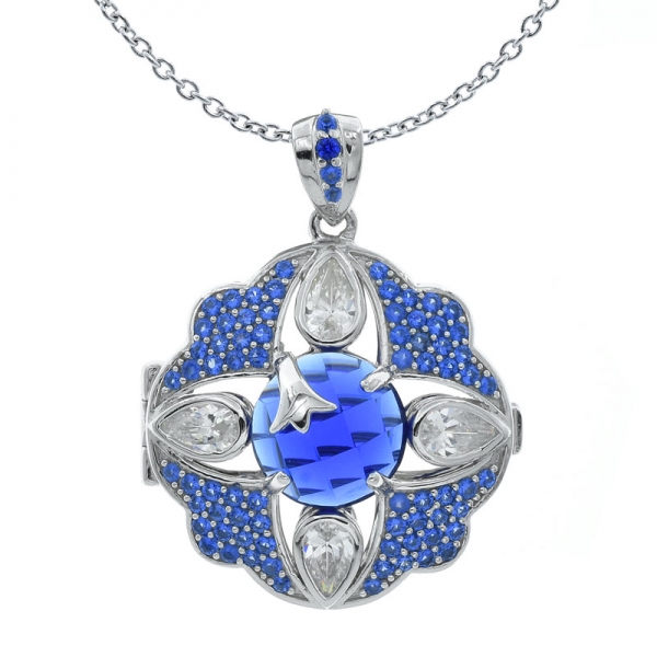 925 Winsome Silver Blue Nano Pendant Locket 