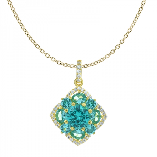 Women Refined Elegant Paraiba Silver Pendant 