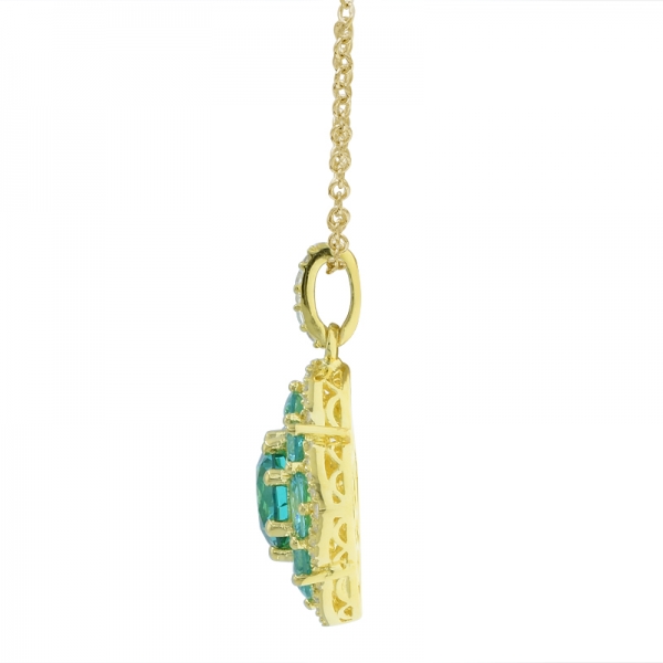 Women Refined Elegant Paraiba Silver Pendant 