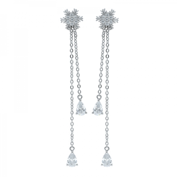 925 Silver Snowflake Dangling Earrings 