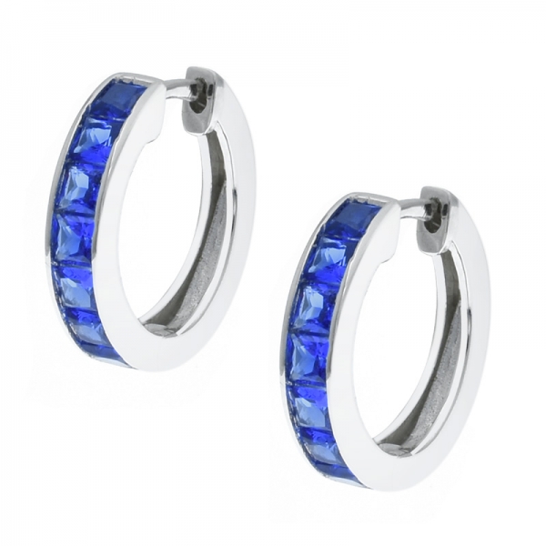 925 Silver Winsome Blue Nano Hoop Earrings 