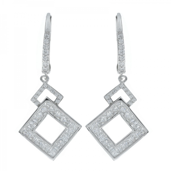925 Silver Sightly Double Square Ladies Earrings 