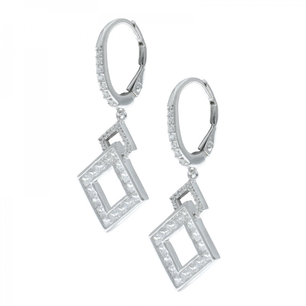 925 Silver Sightly Double Square Ladies Earrings 