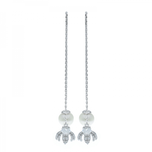 925 Silver Winsome Bee Dangling Earrings 