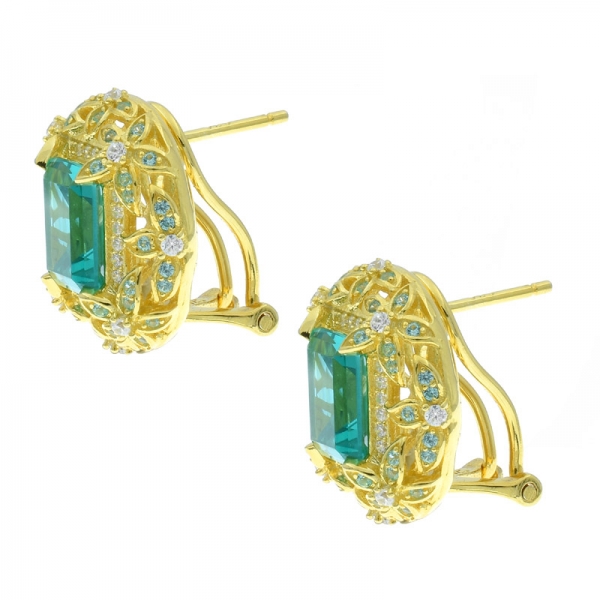 925 Silver Round Shape Omega Earrings With Fancy Paraiba 