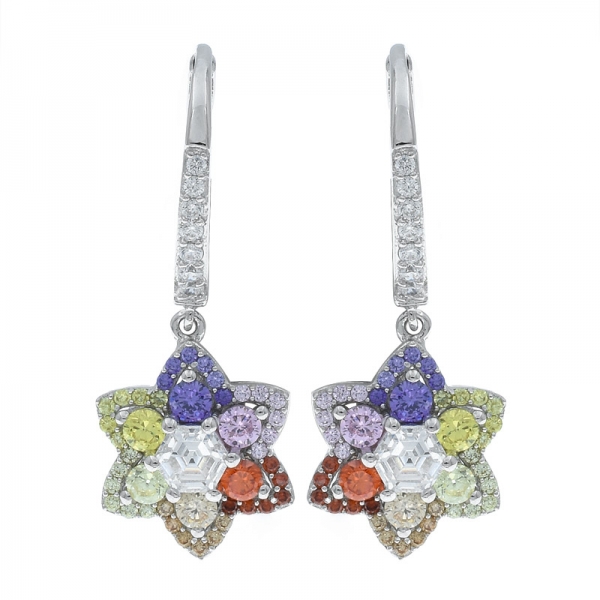 925 Silver Sophisticated Multicolor Floral Ladies Earrings 