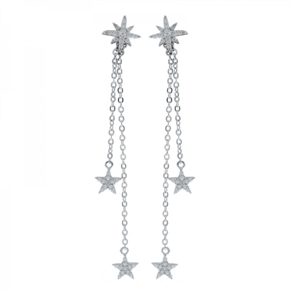925 Silver Winsome Star Dangling Earrings 