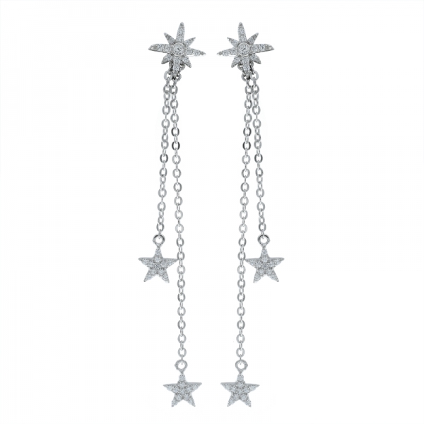 925 Silver Winsome Star Dangling Earrings 
