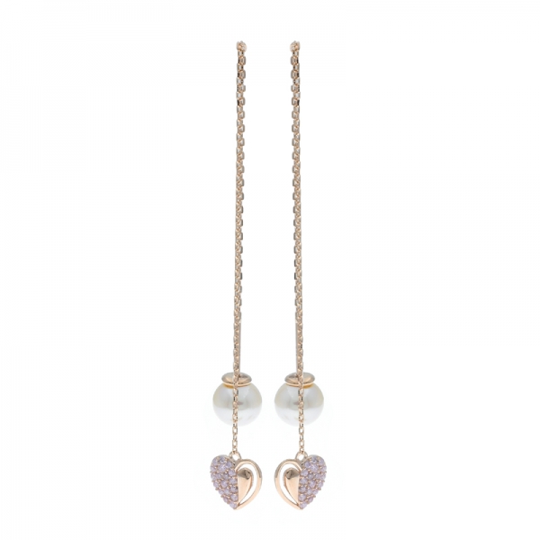 925 Silver Heart Shape Dangling Earrings 