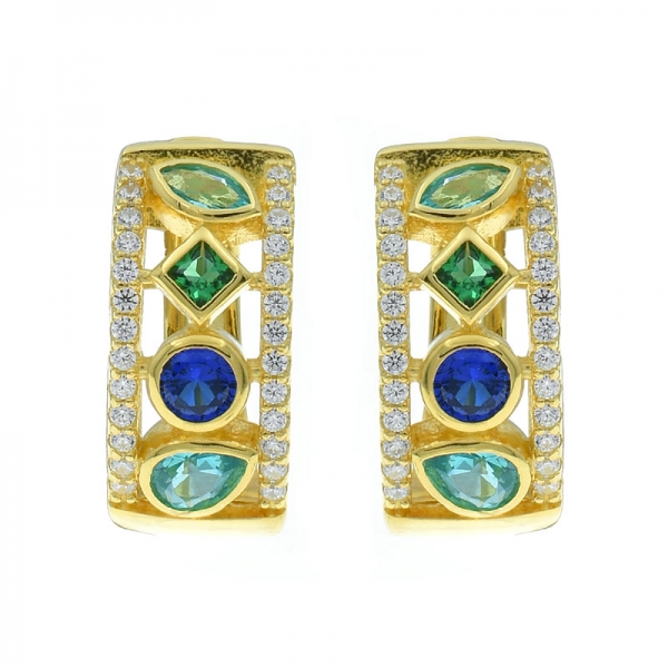 925 Sterling Silver Gold Plated Hoop Earrings 