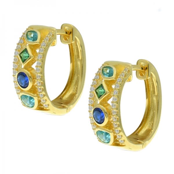 925 Sterling Silver Gold Plated Hoop Earrings 