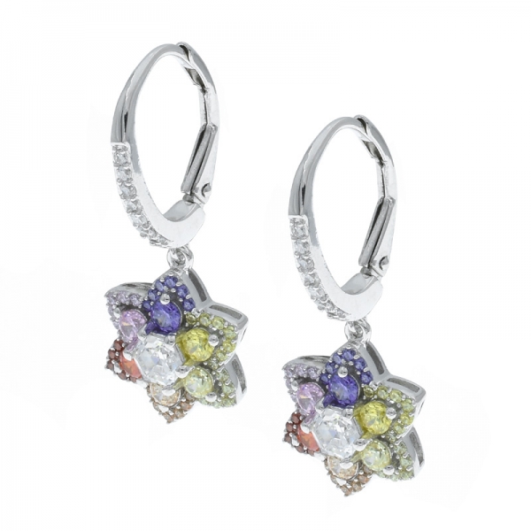 925 Silver Sophisticated Multicolor Floral Ladies Earrings 