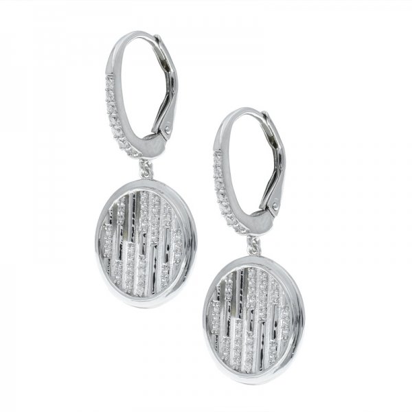 925 Silver Understated White CZ Round Shape Earrings 