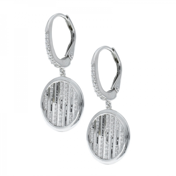 925 Silver Understated White CZ Round Shape Earrings 