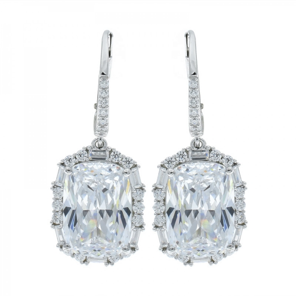 925 Sterling Silver Glittering White CZ Earrings 