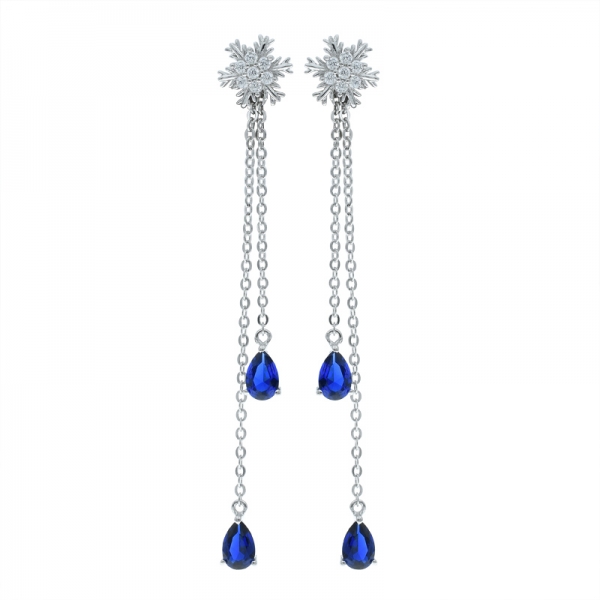 925 Silver Snowflake Dangling Earrings 