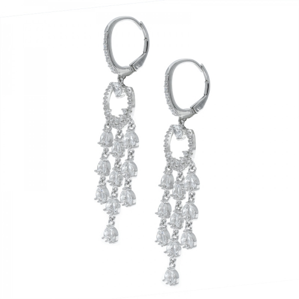 925 Sterling Silver Elegant Chandelier Earrings 