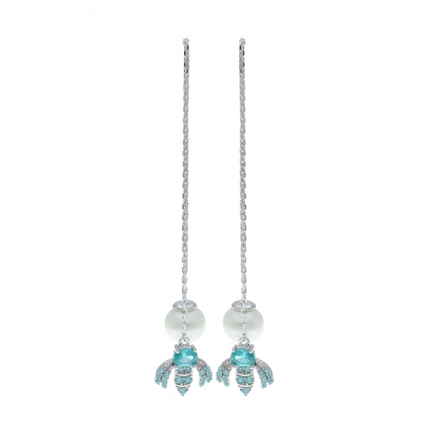 925 Silver Winsome Bee Dangling Earrings 