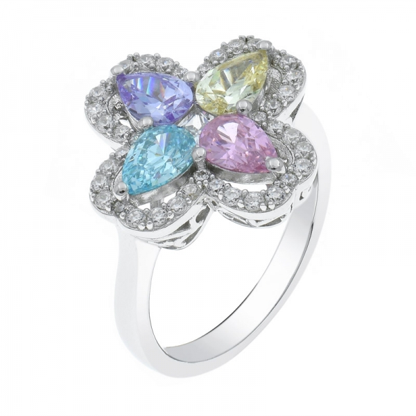 925 Splendid Four Leaf Clover Silver Ring 