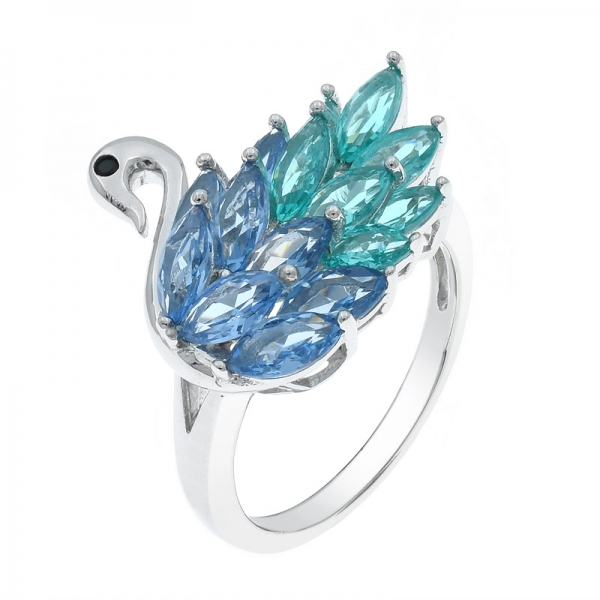 925 Multicolor Swan Silver Ring 