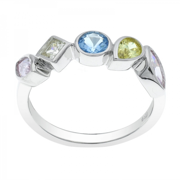 925 Silver Five Stone Ring For Ladies 