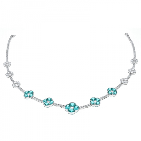 925 Silver Fancy Four Leaf Clover Necklace 