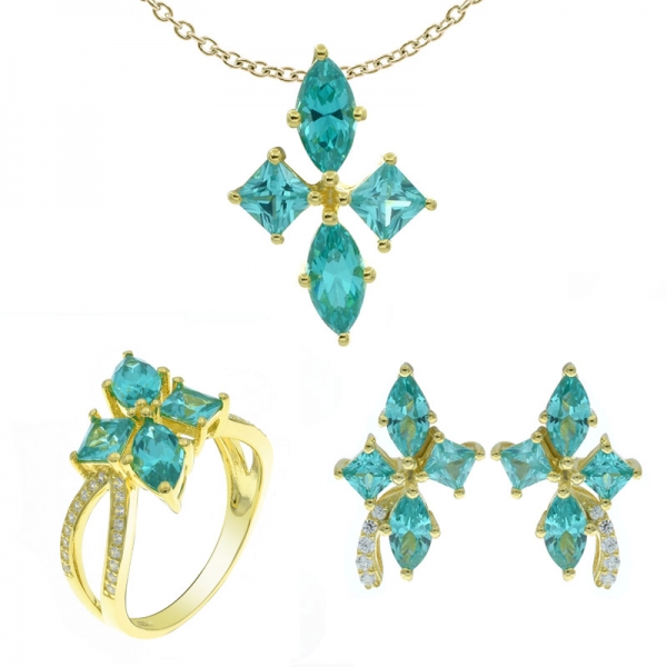 925 Sterling Silver Fancy Paraiba Jewelry Set 