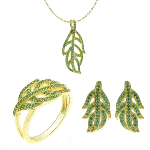 925 Sterling Silver Leaf Shape Jewelry Set 