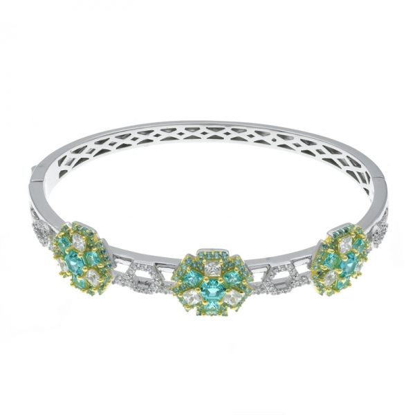 925 Sterling Silver Fancy Flower Ladies Bangle 