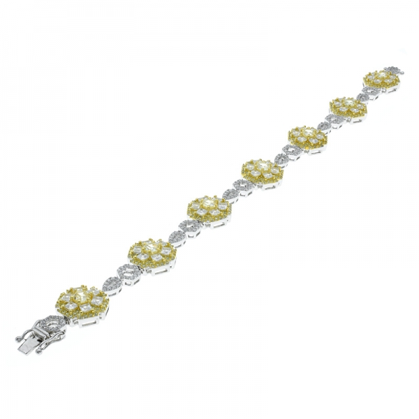 925 Sterling Silver Gold Plated Floral Bracelet 