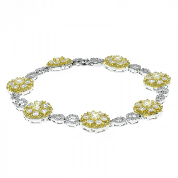 925 Sterling Silver Gold Plated Floral Bracelet 