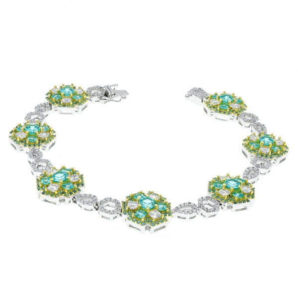 925 Sterling Silver Gold Plated Floral Bracelet 