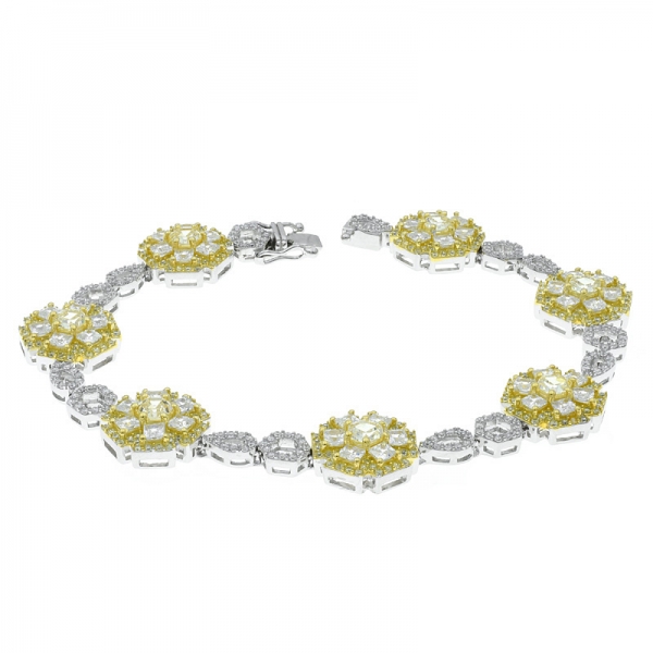 925 Sterling Silver Gold Plated Floral Bracelet 