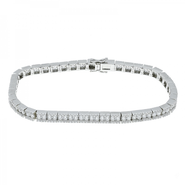 925 Sterling Silver Slim & Simple White CZ Bracelet 