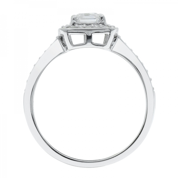 925 Sterling Silver Halo Square CZ Ring 