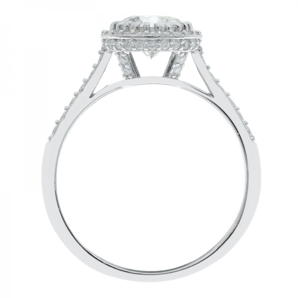 Fashionable 925 Silver Solitaire Halo Ladies Ring 