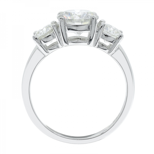 Understated 925 Sterling Silver Three Stone Ring 