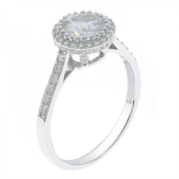 Fashionable 925 Silver Solitaire Halo Ladies Ring 