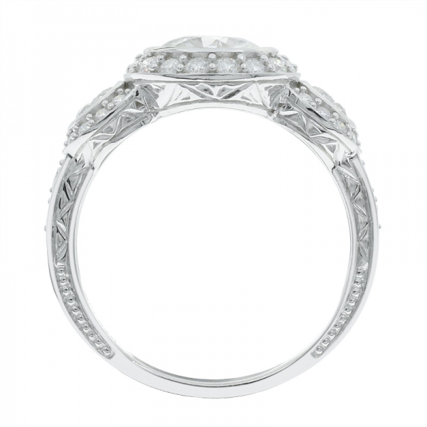 925 Silver Charming Three Stone White CZ Ring 