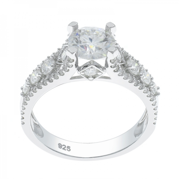 Fascinating 925 Silver Rhodium Plated White CZ Ring 