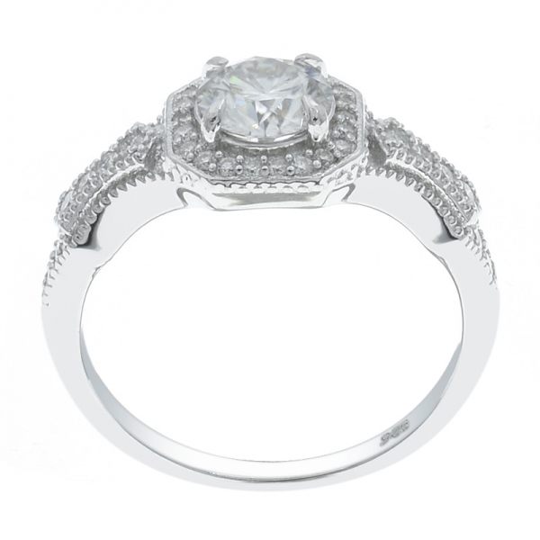 925 Sterling Silver Dazzling Halo White CZ Ring 