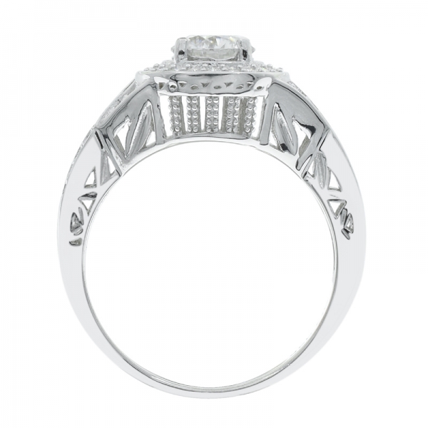 925 Silver White CZ Ring With Criss Cross band 