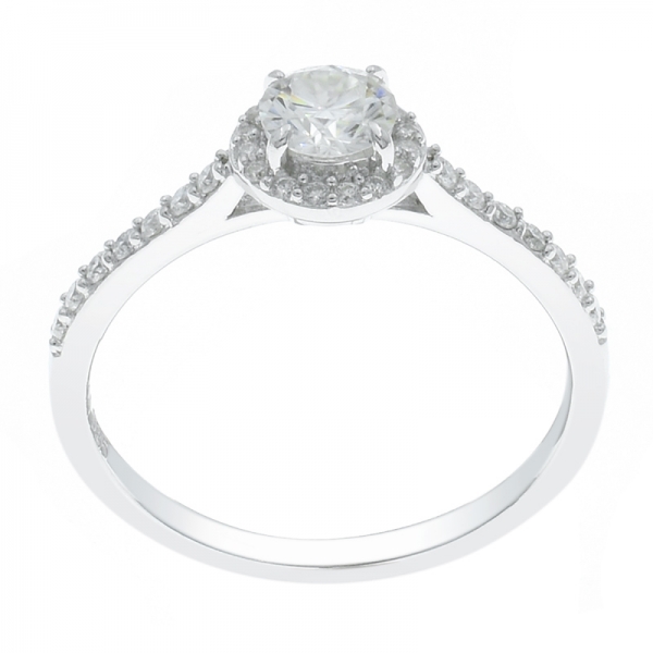 925 Sterling Silver Simple Halo Ladies Ring 