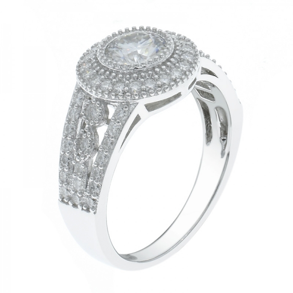 Vintage Rhodium Plated 925 Silver Ring For Women 
