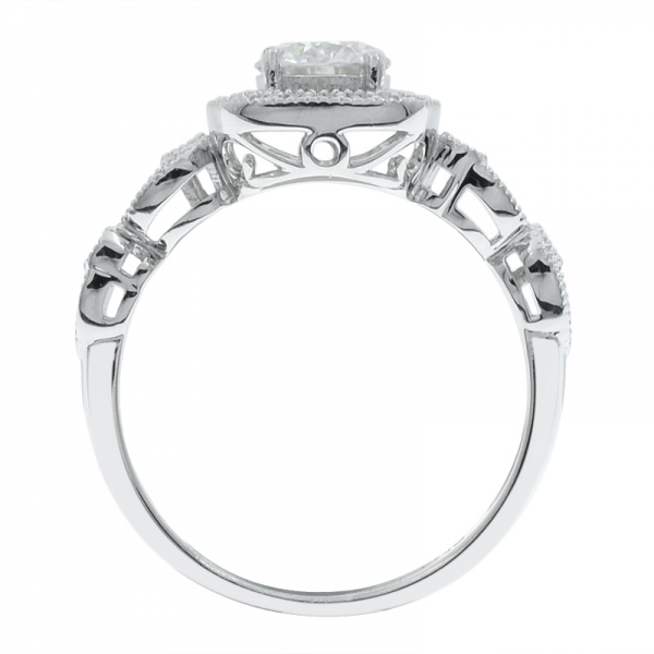 925 Sterling Silver Halo Ring With Twist Band 