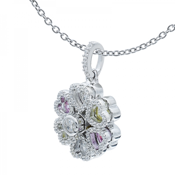 925 Sterling Silver Floral Spinning Pendant 