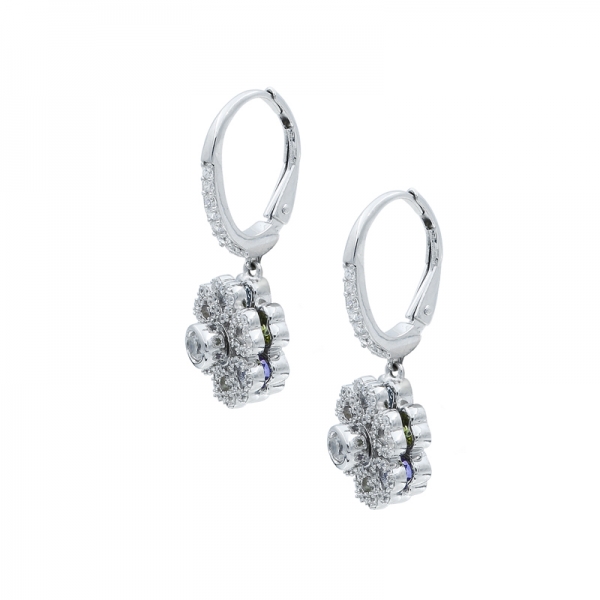 925 Sterling Silver Floral Spinning Earrings 