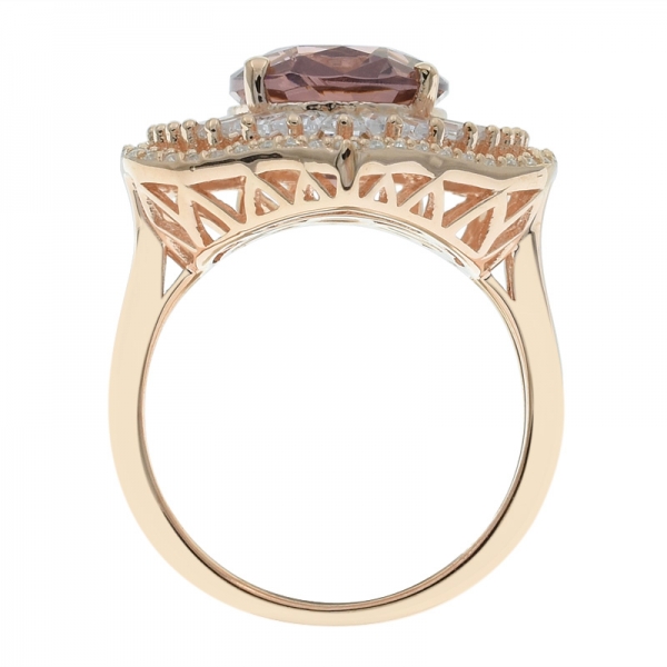 925 Silver Splendour Rose Gold Plated Morganite Nano Ring 